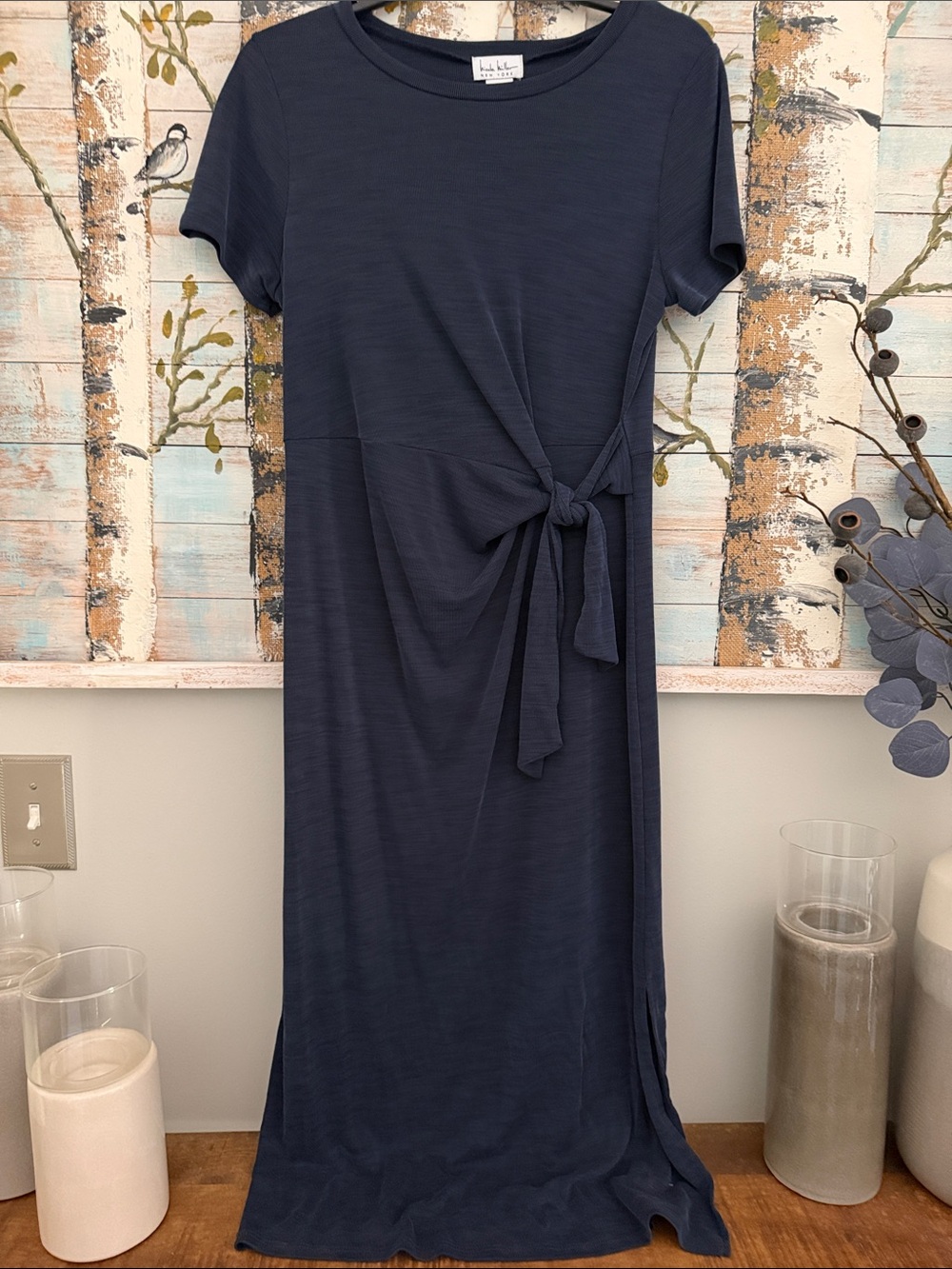 Nicole Miller Navy Tie-Front Maxi Dress